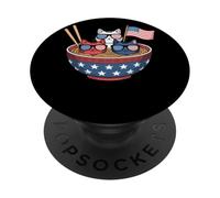Ramen Cat Noodles Cute Independence Day 4th of July Foodie PopSockets Adhesive PopGrip