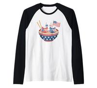Ramen Cat Noodles Cute Independence Day 4th of July Foodie Raglan Baseball Tee