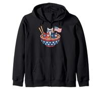 Ramen Cat Noodles Cute Independence Day 4th of July Foodie Zip Hoodie