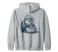 Ramen Eating Otter Japanese Noodles Zip Hoodie