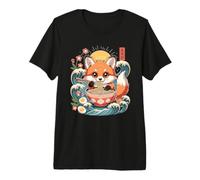 Ramen Fox Kawaii Noodles Anime Ocean Sunrise Premium T-Shirt