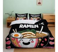Ramen Heart Fitted Sheet 3D Printed Soft Microfiber Durable | 52x38cm Deep Pocket Design Housewarming Gift Soft Bedroom Decor Slip Resistant
