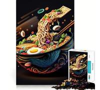 Ramen Japan Neon Food 1000 Piece Jigsaw Puzzles for Adults Teenagers Solid Logic Toy Quiet Fun Precision Cut Santa Wish Pick (38x52cm)
