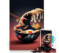Ramen Japan Neon Food Jigsaw Puzzles 1000 Piece for Adults Intellect Toy Calm Relax Precise Cut Santa Wish Item (38x52cm)