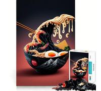 Ramen Japan Neon Food Jigsaw Puzzles for Adults1000 Pieces Memory Boost Together Fun Image Assembly Art Collectible (50x75cm)