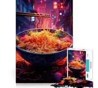 Ramen Japan Neon Jigsaw Puzzles 1000 Pieces for Teenagers Logic Game Warm Time Precise Cut Art Collection Piece (38x52cm)