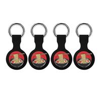 Ramen Japanese Design Funny GPS Cases Holder with Key Chain Ring Protective Cover Compatible with Airtag 4PCS