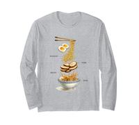 Ramen Lover Ingredients Exploded Bowl Food Art Long Sleeve T-Shirt