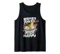 Ramen Makes Miso Happy Japanese Noodle Bowl Funny Food Pun Tank Top