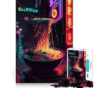 Ramen Neon Sign 1000 Pieces Jigsaws Adults Puzzles Brain Workout Toy Soft Relax Image Assembly Lovely Present (38x26cm)