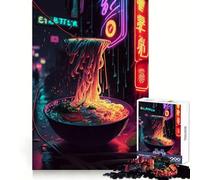 Ramen Neon Sign Hard Jigsaw Puzzle for Adults 1000 Pieces Mind Challenge Toy Gentle Leisure Precise Cut Memorable Gift (50x75cm)