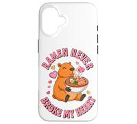 Ramen Never Broke My Heart Cute Capybara Love Case for iPhone 16