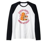 Ramen Never Broke My Heart Cute Capybara Love Raglan Baseball Tee