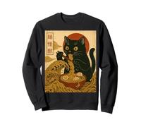 Ramen Noodle Monster Cat Japan Wave Food Art Print Sweatshirt