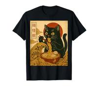 Ramen Noodle Monster Cat Japan Wave Food Art Print T-Shirt
