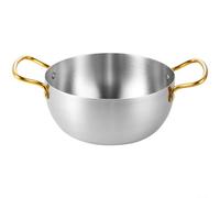 Ramen Noodle Pot with Handles Made from Stainless Steel for Cooking Soup and Noodles; Designed with Flat Bottom and Stackable for Easy Kitchen Storage (22CM)