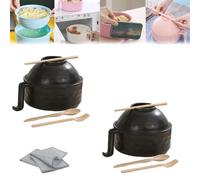 Ramen Noodles Bowl, Microwave Ramen Bowl, Ramen Noodle Bowl with Lid and Handle, for Home Office Dorm Room College (Black 2pcs)