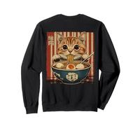 Ramen Noodles Cat Grunge Japanese Streetwear BackPrint Sweatshirt