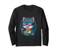 Ramen Noodles Cat Japan Kawaii Retro Cats Manga Anime Long Sleeve T-Shirt