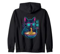 Ramen Noodles Cat Japan Kawaii Retro Cats Manga Anime Zip Hoodie