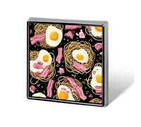Ramen Noodles Eggs Bacon Square Badge Lapel Pins Metal Brooch for Men Women Clothes Bags Hats