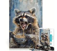Ramen Noodles Raccoon Eat Jigsaw Puzzles 1000 Pieces for Teenagers Logic Game Warm Time Precise Cut Art Collection Piece (38x26cm)