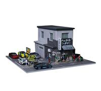 Ramen Restaurant Scene Model - 1:64 Scale Japanese Street Diorama with LED - Display for Hot Wheels, Matchbox, MiniGT & Diecast Cars - Size 30x30x14.5 cm