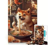 Ramen Shiba Inu 1000 Piece Jigsaw Puzzles for Adults Teenagers Solid Logic Toy Quiet Fun Precision Cut Santa Wish Pick (38x52cm)