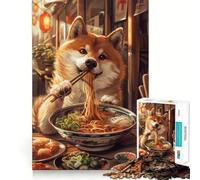 Ramen Shiba Inu Jigsaw Puzzle for Adults 1000 Pieces Memory Boost Group Play Pattern Assembly Xmas Surprise (38x52cm)