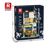 Reobrix Japanese Building Toys with Light, 2 in 1 Ramen Shop City Display Model Home Decor, 66501 Collectible Construction Architecture Gift for Adult Boys Girls 14+ (1142 Pcs)