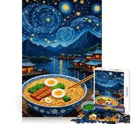 Ramen Starry Night Hard Jigsaw Puzzle for Adults 1000 Pieces Mind Challenge Toy Gentle Leisure Precise Cut Memorable Gift (38x52cm)