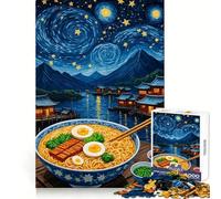 Ramen Starry Night Jigsaw Puzzle 1000 Piece for Adults Think Smart Toy Family Joy Accurate Cut Fine Art Piece (50x75cm)