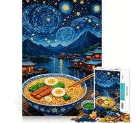 Ramen Starry Night Jigsaw Puzzle 1000 Piece for Adults Think Smart Toy Family Joy Accurate Cut Fine Art Piece (50x75cm)