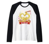 Ramen-tic at Heart Funny Ramen Lover Anniversary Pun Love Raglan Baseball Tee