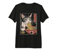 Ramen Tiger Japanese Noodle Soup Kitten Japan Ukyio-e Cat Premium T-Shirt