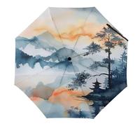 rameoti 8 Ribs Japanese Scene Folding Umbrella for Ladies Automatic Durable & Compact UV Umbrella Portable Parasol with Black Anti-UV Coating for Women Womens Birthday Gifts