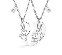 RAMESONL Couples Best Friends Necklace for 2,BFF Pendant Necklaces Matching Relationship Anniversary Promise Birthday Gifts for Couples Friend Teens Women Men, Adjustable Size, Stainless Steel, No