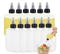 RAMFIYN 12 Pack Mini Squeeze Bottles for Liquids for Camping Kitchen, Camping Cooking, 4oz Mini Oil Bottles, Small Liquid Containers Leak Proof, Travel Oil Bottle