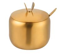 RAMFIYN 12oz Sugar Bowl with Lid and Spoon Stainless Steel Condiment Container for Kitchen Ghee Container Coffee Table Gold Spice Jars for Seasoning