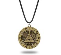 RAMGLYO 1 Pcs Gravity Falls Wheel Pendant Necklace Triangular Eye Fashion Retro Alloy Gold Adjustable Cartoon Accessories for Mens Halloween,Christmas Jewelry