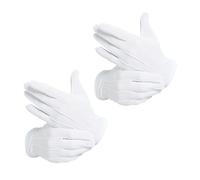 RAMGLYO 2 Pairs White Gloves Fancy Dress Stitched Snap Closure Breathable Soft Reusable for Catering Formal Events Tuxedos Jewelry Inspections