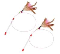 RAMGLYO 2 Pcs Feather Teaser Cat Toy Cat Feather Toys Cat Toys, Interactive Cat Catcher and Exerciser Wand for Cats and Kitten Playing Interactive Cat Teaser Wand with Bells and Feather