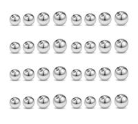 RAMGLYO 32 Pcs Stainless Steel Piercing Replacement Balls 3/4/5/6mm Silver Replacement Balls industrial piercing jewellery for Surgical Steel Belly Button Bars tongue piercing Lip Staples