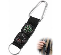 RAMGLYO Compass Keyring with Thermometer Multifunctional Outdoor Navigation Tool Carabiner Keyring for Hiking Camping Practical Compass Pendant for Adventure