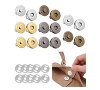 RAMGLYO Magnetic Buttons without Sewing, 8 Pairs of Press Studs Set (4 Colours of 2 Pieces) with Metal Sleeves, Strong Magnetic Closure for Secure Repair of Bags, Clothes & DIY