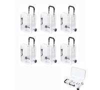 RAMGLYO Mini Suitcase Pack of 6 Black - Plastic Travel Fund Gift Box, Ideal as a Money Gift for Holiday Planning & Structured Money Silo for Travel Destinations & Decorative Storage