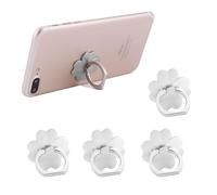 RAMGLYO Pack of 4 Mobile Phone Ring Holders with Stand, Mobile Phone Flowers Finger Ring Grips, 360° Rotation, Universal Accessories, Compatible with Smartphones, Mobile Phone Cases (Silver)