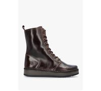 Rami Dark Brown Rug Leather Lace Up Ankle Boots - Brown Leather / 41
