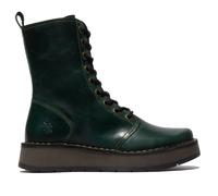 RAMI043FLY - Women's Wedge Heel Lace Up Leather Ankle Boots