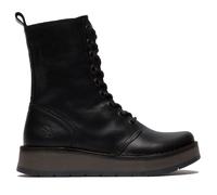 RAMI043FLY - Women's Wedge Heel Lace Up Leather Ankle Boots
